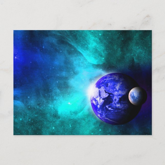 Blue Earth Moon Space Postcard (Front)