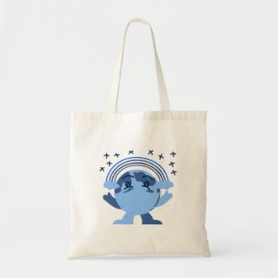Blue Earth Pattern Tote Bag