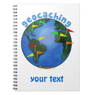 Blue Earth With Flags Geocaching Custom Spiral Notebook