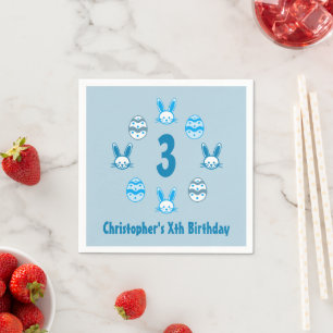 Blue Easter 3rd Birthday Napkin