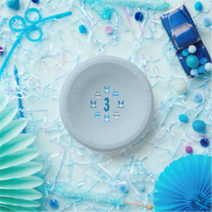 Blue Easter 3rd Birthday Paper Plate