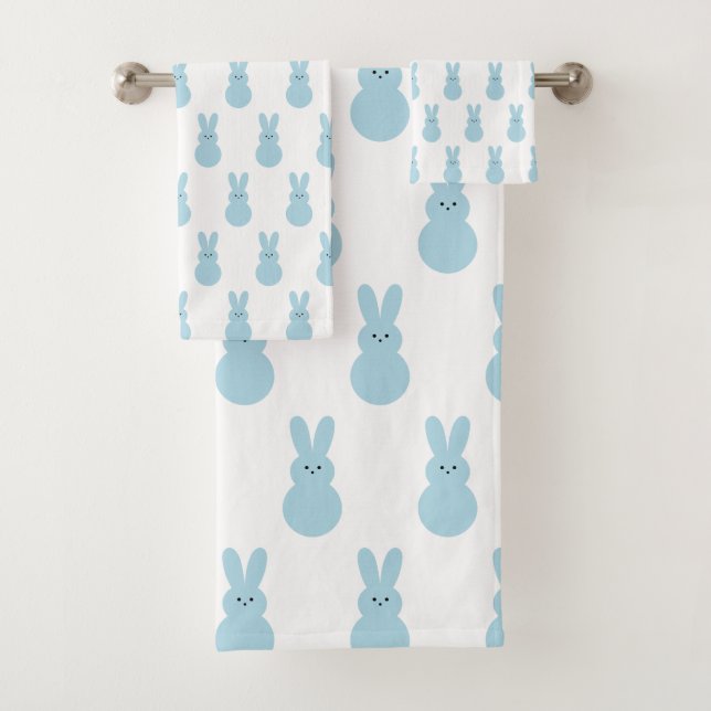 Blue Easter Bunny Bath Towel Set (Insitu)