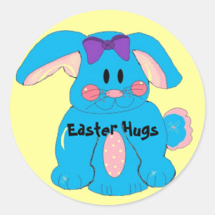Blue Easter Bunny Classic Round Sticker