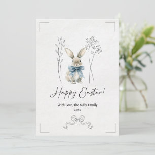 Blue Easter Bunny Greeting Card