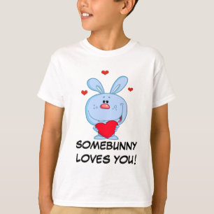 Blue Easter Bunny Holding Red Heart T-Shirt