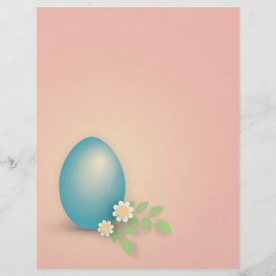 Blue easter egg among flowers and leaves custom letterhead