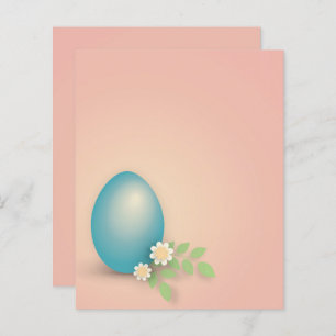 Blue easter egg among flowers and leaves  letterhe