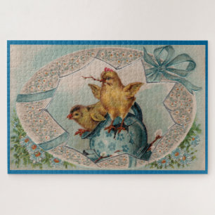 Blue Easter Egg and Chicks Large Puzzle