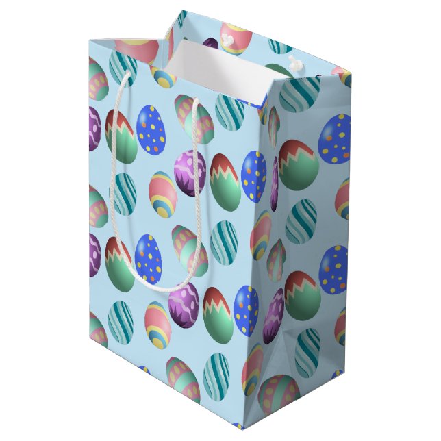 Blue Easter Egg Easter Party Easter Egg Hunt Cute Medium Gift Bag (Back Angled)