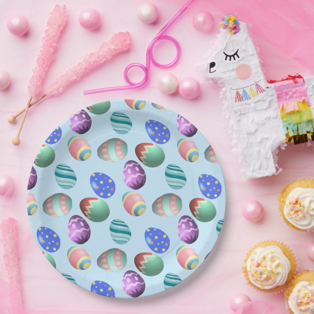 Blue Easter Egg Easter Party Easter Egg Hunt Cute Paper Plate (Party)