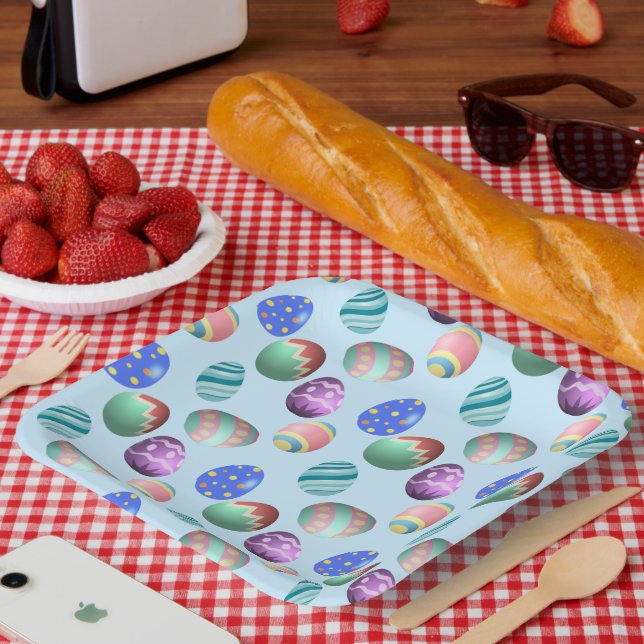 Blue Easter Egg Easter Party Easter Egg Hunt Cute Paper Plate (Picnic)