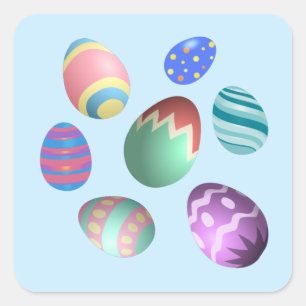 Blue Easter Egg Easter Party Easter Egg Hunt Cute Square Sticker