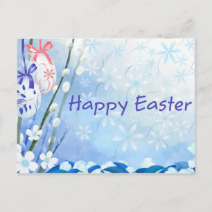 Blue Easter Holiday Postcard