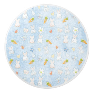 Blue Easter Pattern Ceramic Knob