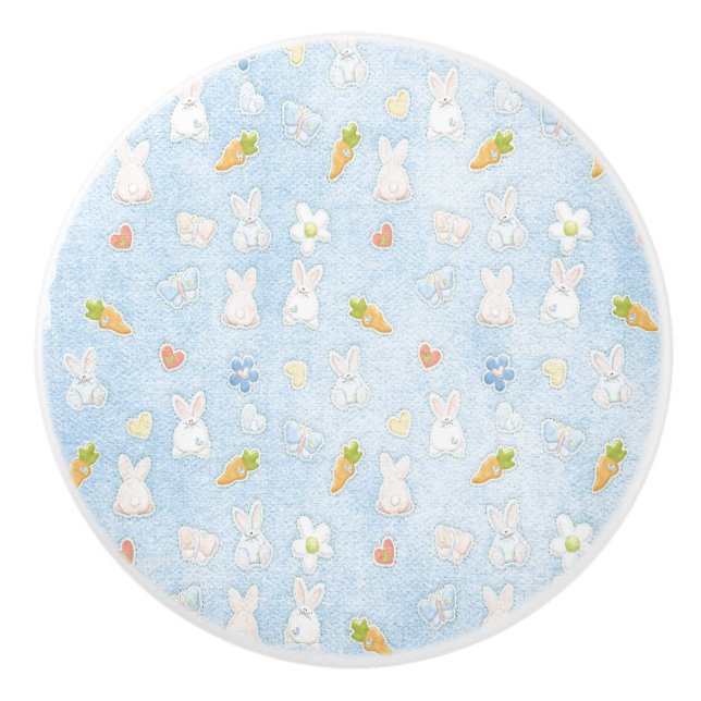 Blue Easter Pattern Ceramic Knob (Front)