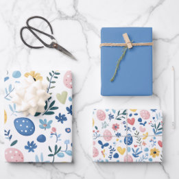 Blue Easter Wrapping Paper Sheet Set – 19"x29"