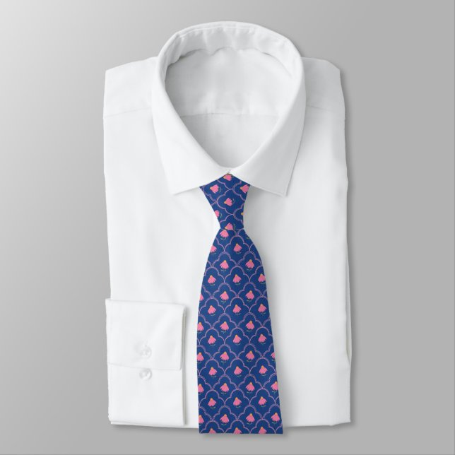 Blue echinacea scallops tie (Tied)