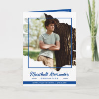 Blue Edgy Abstract Torn Photo Graduation
