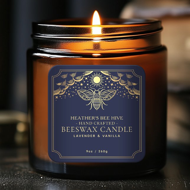 Blue Editable Witchy Tarot Honeybee Candle Label (Creator Uploaded)