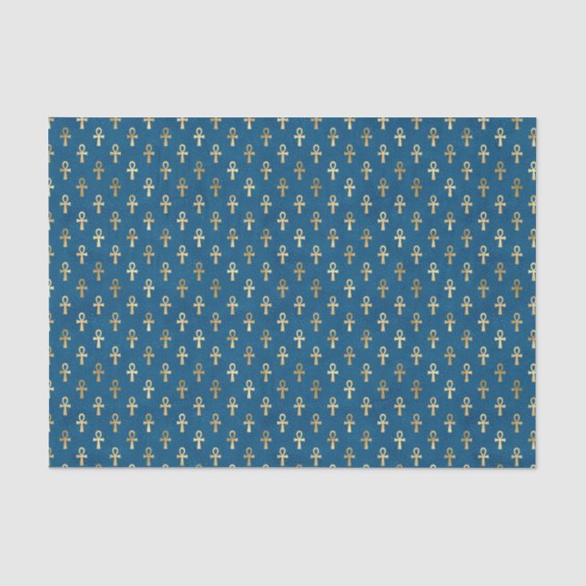 Blue Egyptian Ankh Tissue Paper | Unique Wrapping  (Front)