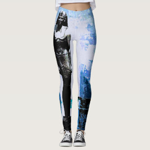 Blue Egyptian Art Painting Leggings