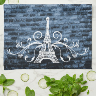 Blue Eiffel Towel Grunge Kitchen Towel
