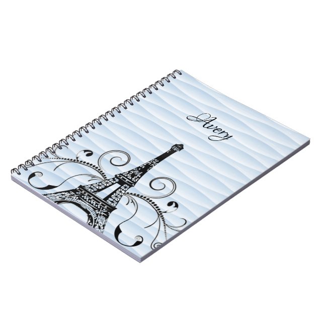 Blue Eiffel Tower Flourish Notebook (Left Side)