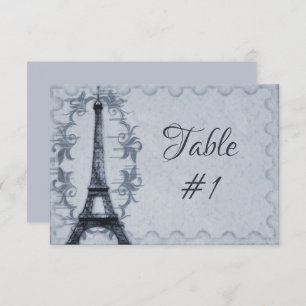 Blue Eiffel Tower Reception Table Card