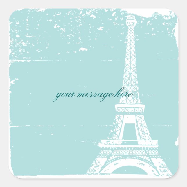 Blue Eiffel Tower Wedding Stickers (Front)