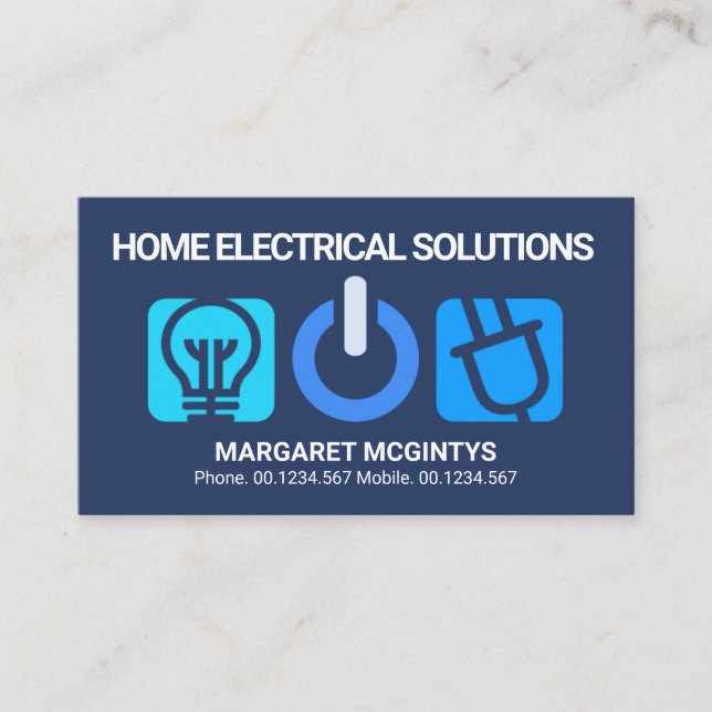Blue Electric Button Panel Home Electrical Service Business Card (Front)