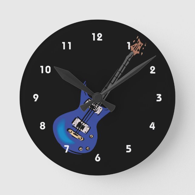 blue electric guitar music graphic.png round clock (Front)