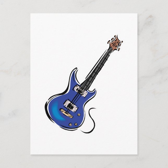 blue electric guitar postcard (Front)