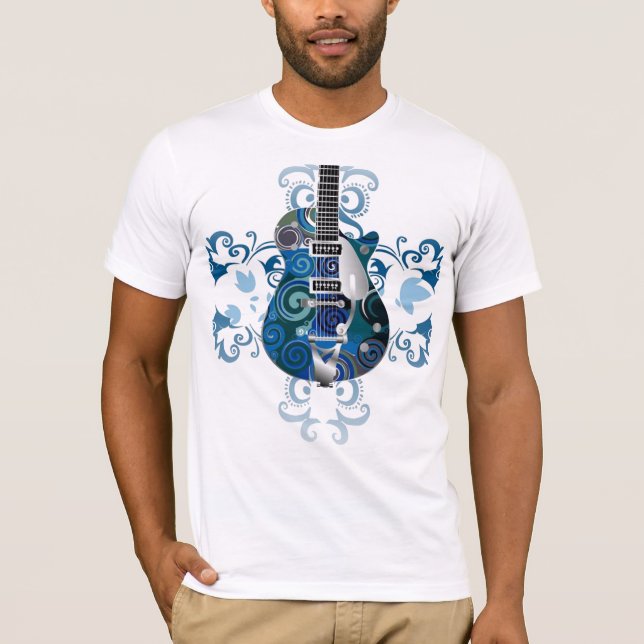 blue electric guitar tshirt (Front)