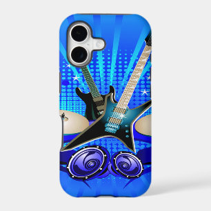 Blue Electric Guitars, Drums & Speakers