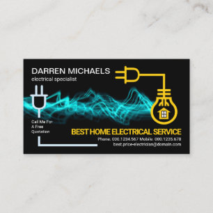 Blue Electric Lightning Circuit Wiring Electrician Business Card
