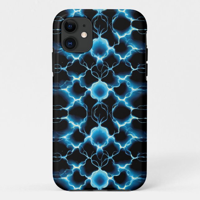 Blue Electric Synapse Repeating Pattern Case-Mate iPhone Case (Back)