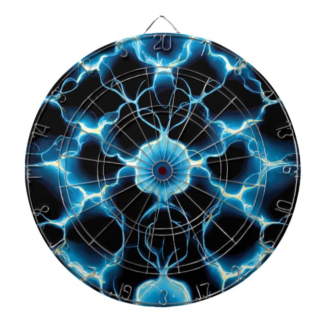 Blue Electric Synapse Repeating Pattern Dartboard (Front)