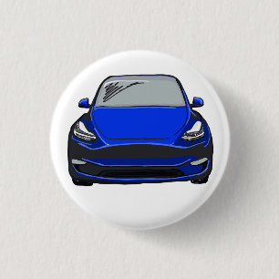 Blue Electric Vehicle SUV Car Drawing 3 Cm Round Badge