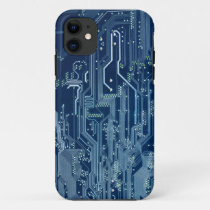 blue electronic circuit board computer pattern iPhone 11 case
