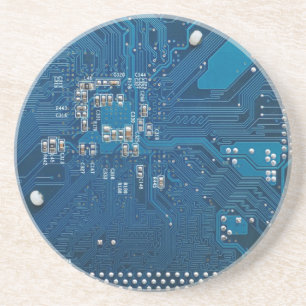 blue electronic circuit board computer pattern coaster