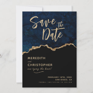 Blue Elegance Agate Wedding Save the Date