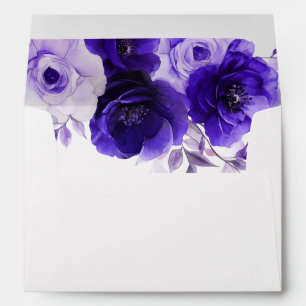 Blue Elegance: Midnight Navy Blue Roses Wedding Envelope