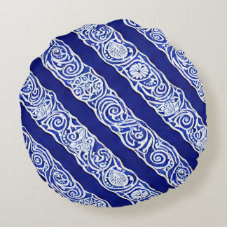 Blue Elegance Round Pillow