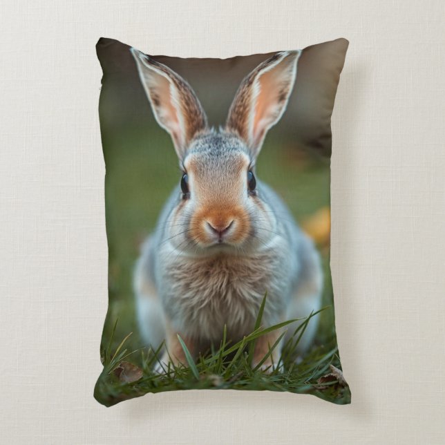 "Blue Elegance: The Russian Bunny" Decorative Cushion (Front(Vertical))