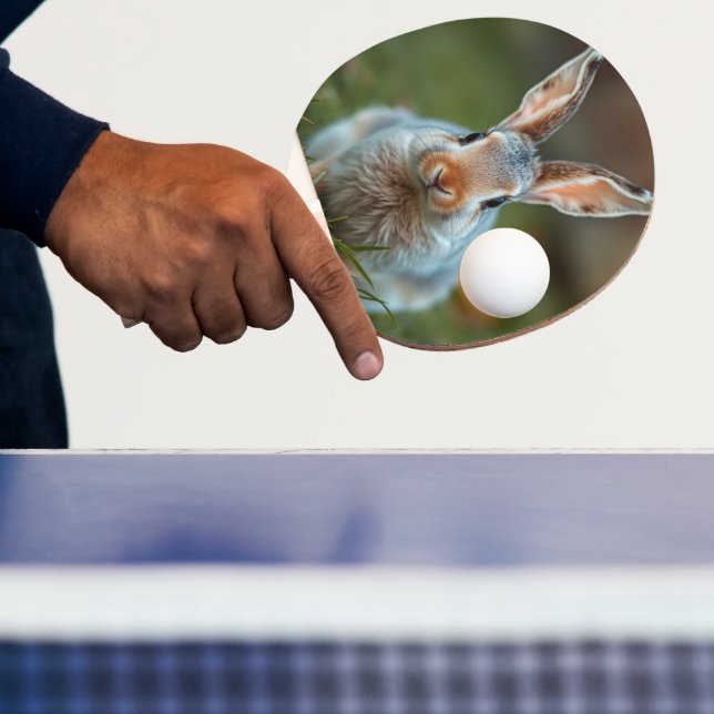 "Blue Elegance: The Russian Bunny" Ping Pong Paddle (Insitu)
