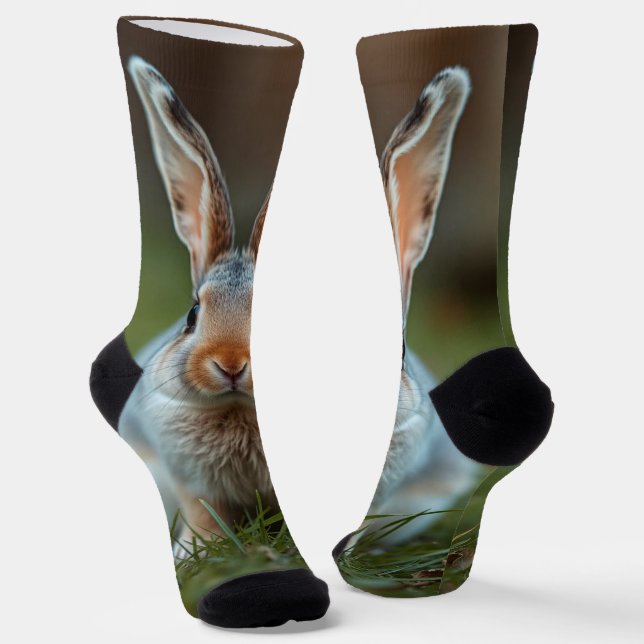 "Blue Elegance: The Russian Bunny" Socks (Angled)