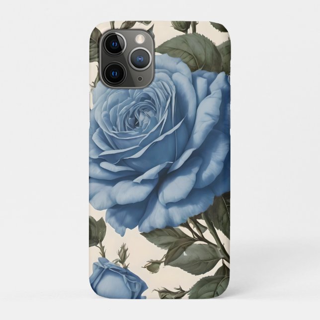 Blue Elegance: Vintage Provincial Roses in Bloom Case-Mate iPhone Case (Back)