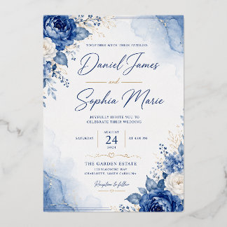 Blue Elegance Wedding Invitation | Daniel & Sophia