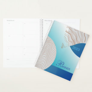 Blue elegant abstract planner