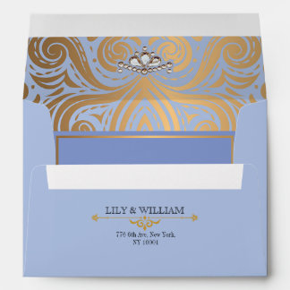 Blue Elegant Artdeco Diamond Gold Wedding Envelope
